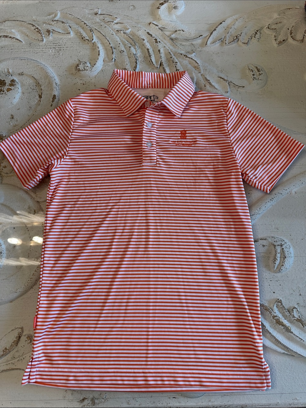 Ritz Carlton St. Thomas Kids Orange & White Striped Polo Shirt